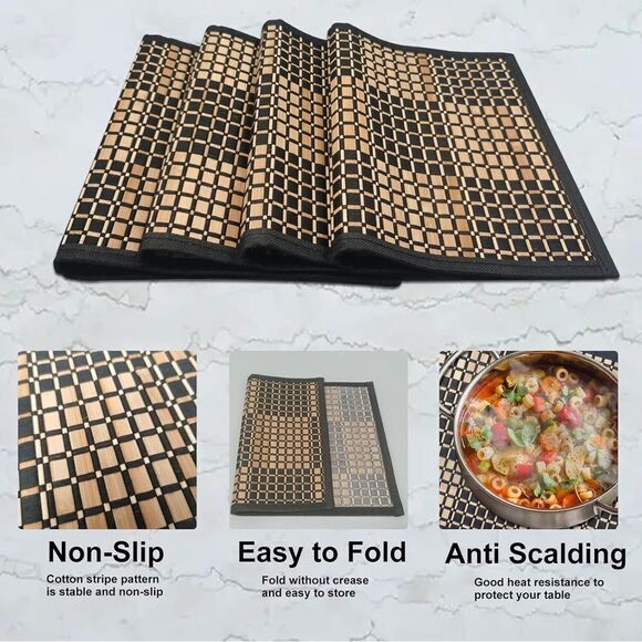 Bed Bath & Beyond Bamboo Table Runner in Black Checkers 13” X 90” - Picture 3 of 15